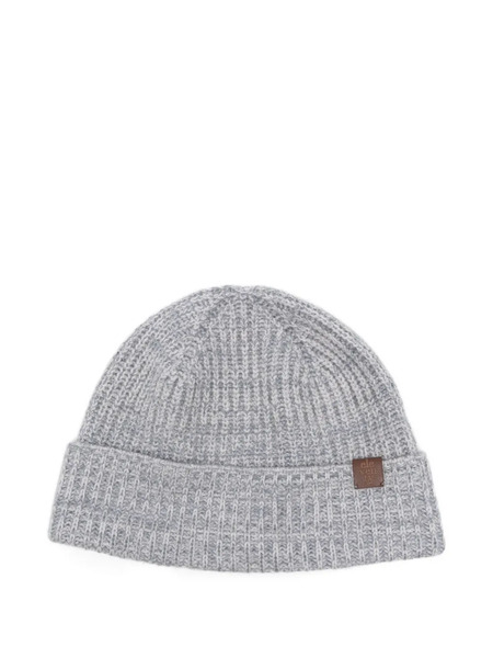  Eleventy Ribbed Cashmere Beanie Hat - Grey 