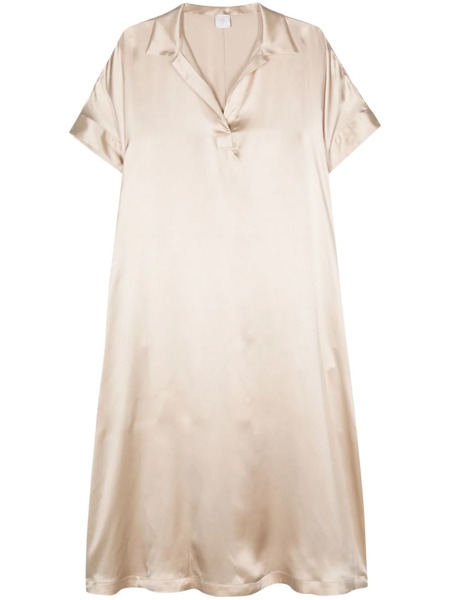  Eleventy Satin Silk Midi Dress - Neutrals 