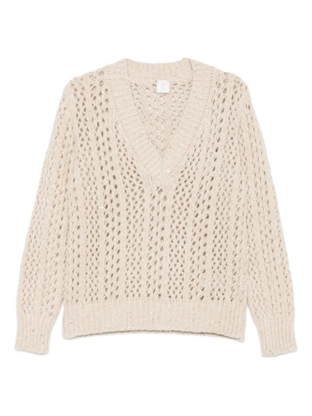 Eleventy Sequin-embellished Open-knit Sweater - Neutrals 