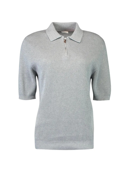  Eleventy Short Sleeve Zip Pullover - Grey 