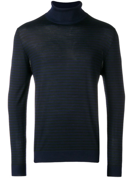  Eleventy Striped Turtleneck Pullover - Black 