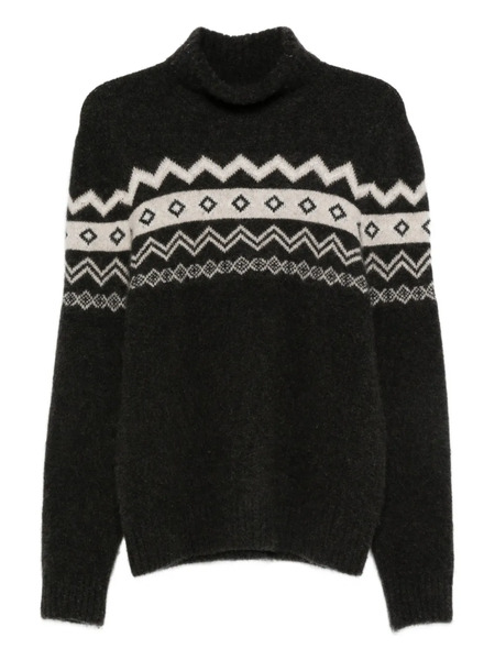  Eleventy Turtleneck Jacquard Sweater - Black 