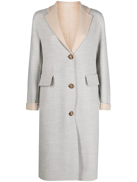  Eleventy Two-tone Single-breasted Wool Coat - Grey 