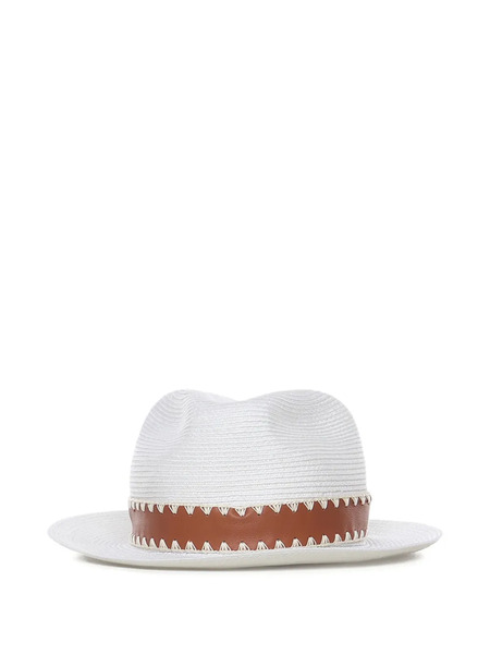  Eleventy Whipstitch-detail Fedora Hat - White 