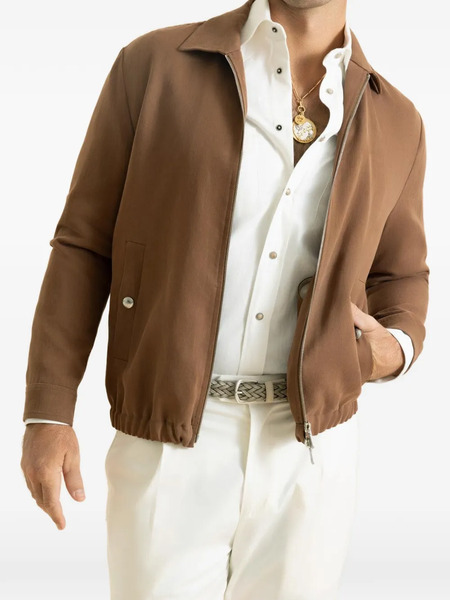  Eleventy Zip Bomber Jacket - Brown 