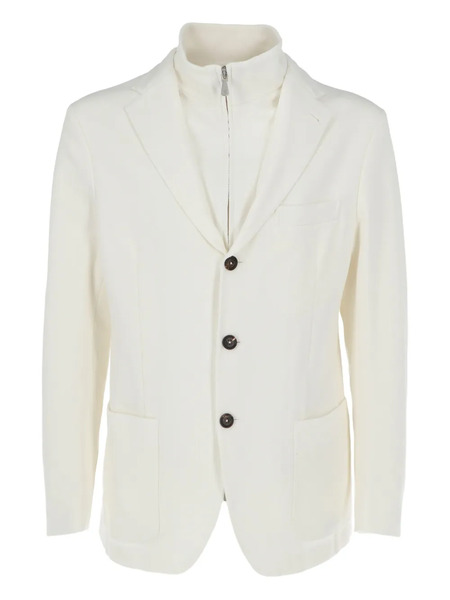  Eleventy Zip-detail Buttoned Blazer - White 