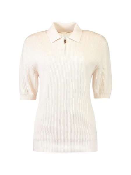  Eleventy Zip Short Sleeve Pullover - Neutrals 