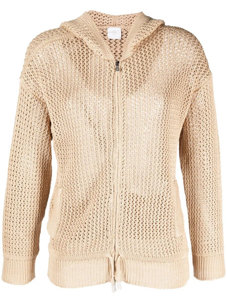  Eleventy Zip-up Knit Hooded Cardigan - Brown 