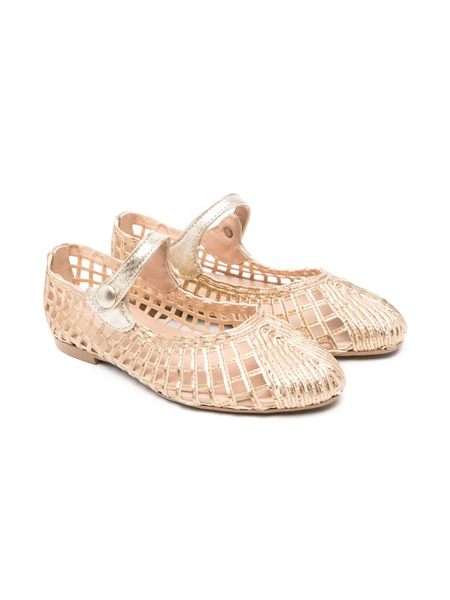  Eli1957 Leather Balled Flats - Gold 