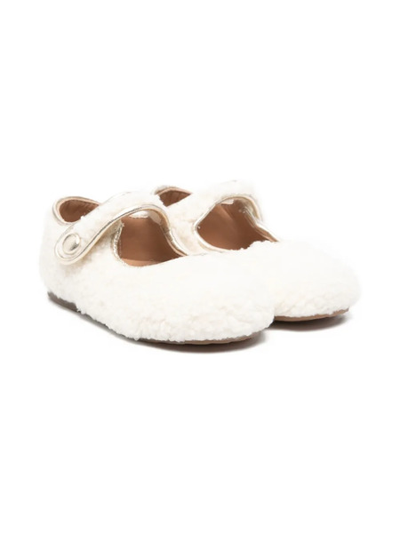  Eli1957 Shearling Strap Ballet Flats - White 