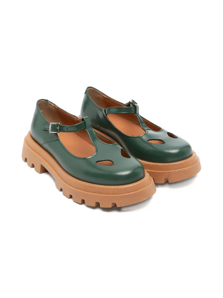  Eli1957 T-strap Lug-sole Ballerinas - Green 