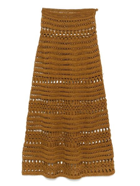  Elie Saab Crochet Midi Skirt - Brown 