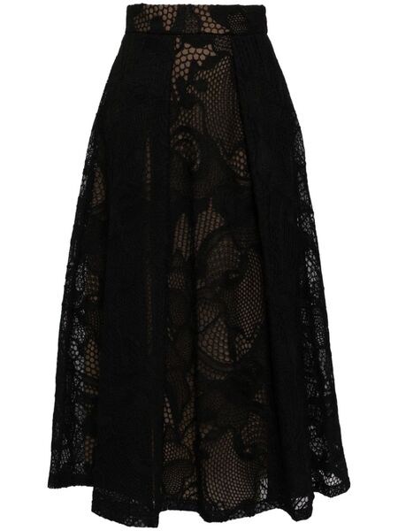  Elie Saab Embroidered Midi Skirt - Black 