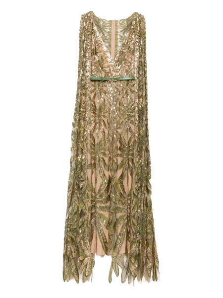  Elie Saab Embroidered Tulle Long Dress - Neutrals 