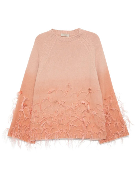  Elie Saab Feather Embellished Knit Sweater - Pink 