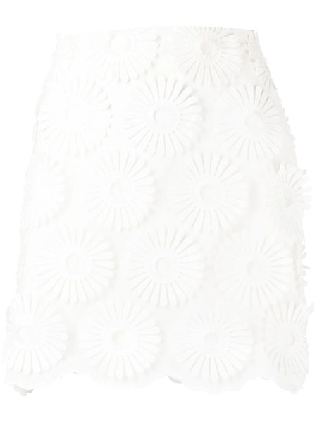  Elie Saab Floral-embroidered Miniskirt - White 