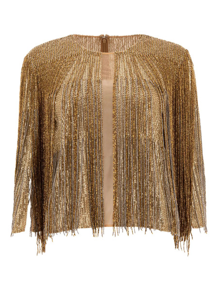  Elie Saab Fringed Crew-neck Blouse - Gold 