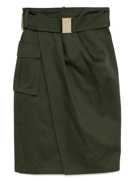  Elie Saab Gabardine Wrap Skirt - Green 
