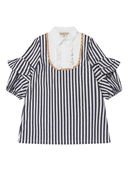  Elie Saab Junior Stripe-print Ruffled Dress - Blue 