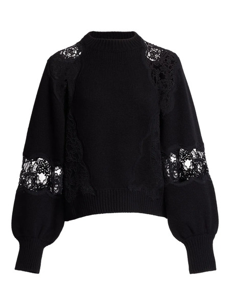  Elie Saab Lace-panel Sweater - Black 