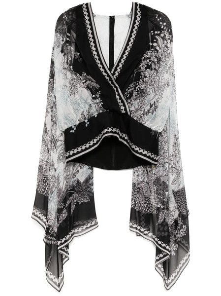  Elie Saab Printed Chiffon Blouse - Black 