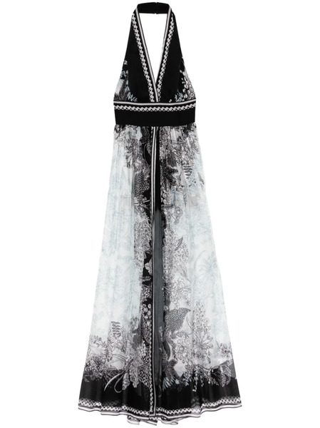  Elie Saab Printed Chiffon Dress - Black 