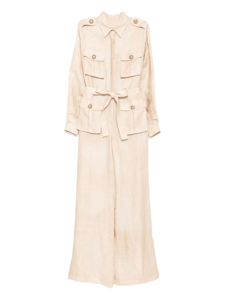  Elie Saab Printed Linen Jumpsuit - Neutrals 