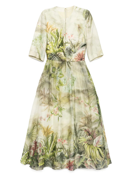 Elie Saab Printed Midi Dress - Green 