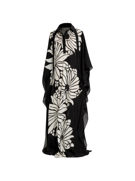  Elie Saab Printed Silk Kaftan - Black 