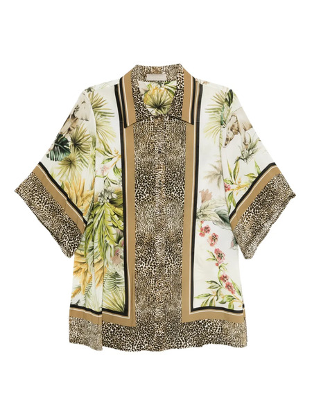  Elie Saab Savannah-print Chiffon Shirt - Neutrals 