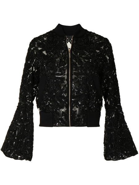  Elie Saab Sequin-embellished Bell-sleeve Jacket - Black 
