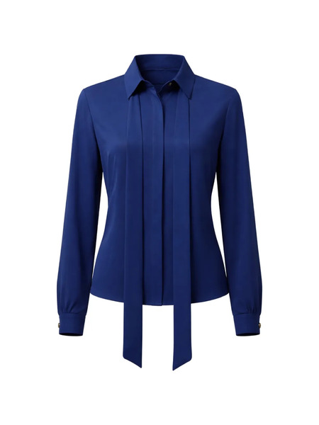  Elie Saab Tie-neck Silk Shirt - Blue 