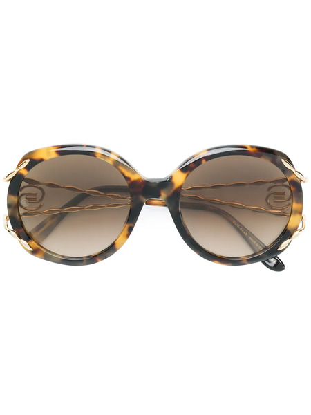  Elie Saab Tortoiseshell Oversized Logo Sunglasses - Brown 