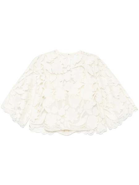  Elie Saab Tulle-embroidered Blouse - White 