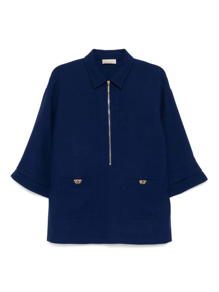  Elie Saab Wool Crepe Blouse - Blue 