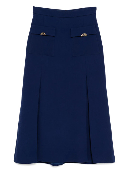  Elie Saab Wool Crepe Midi Skirt - Blue 