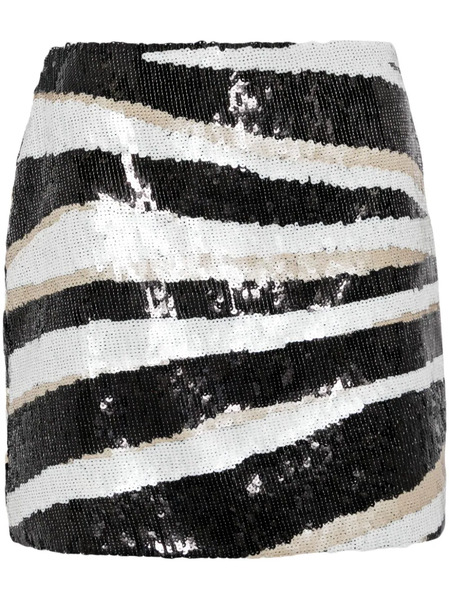  Elie Saab Zebra-print Sequin-embellished Miniskirt - Black 