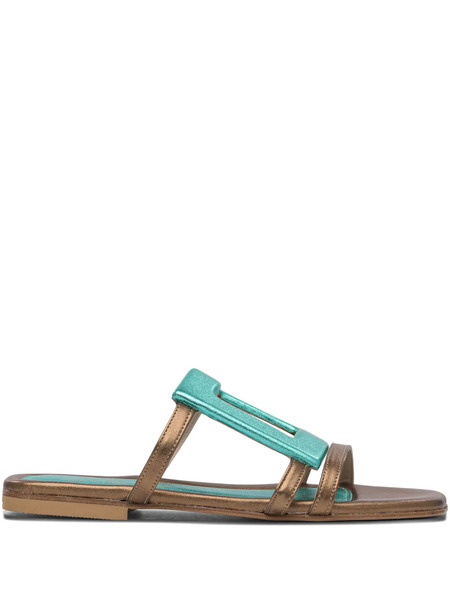  Elina Linardaki Metallic Buckle Sandals - Green 