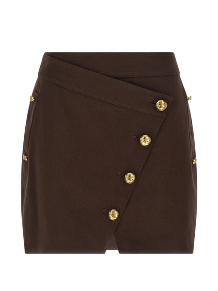 Elisabetta Franchi Asymmetrical Jewel-button Mini Skirt - Brown 