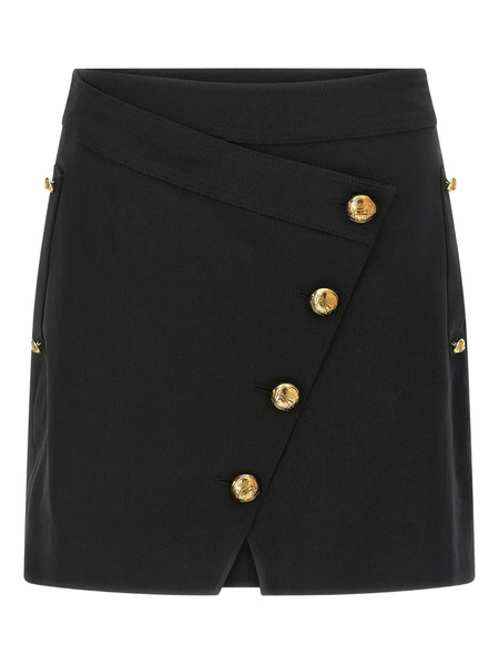  Elisabetta Franchi Asymmetrical Jewel Button Skirt - Black 