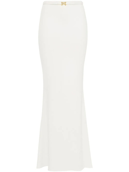  Elisabetta Franchi Belted Crepe Maxi Skirt - White 