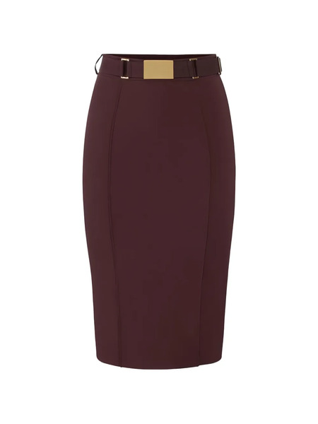  Elisabetta Franchi Belted Pencil Midi Skirt - Brown 