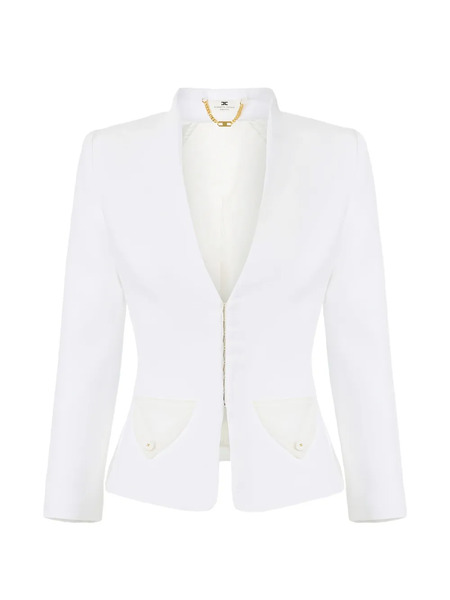  Elisabetta Franchi Bouclé Tweed Jacket - White 