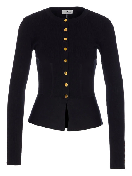  Elisabetta Franchi Button-cuff Ribbed Cardigan - Black 