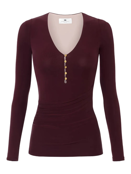  Elisabetta Franchi Button Long-sleeve T-shirt - Red 