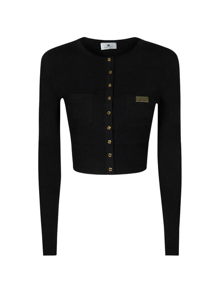  Elisabetta Franchi Button Ribbed Cardigan - Black 