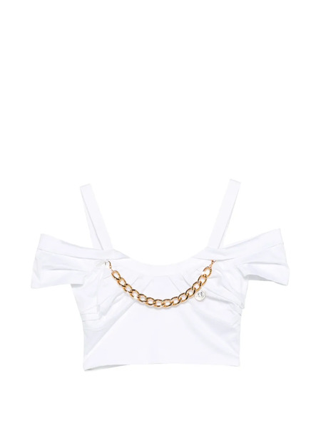  Elisabetta Franchi Chain Cold-shoulder Top - White 