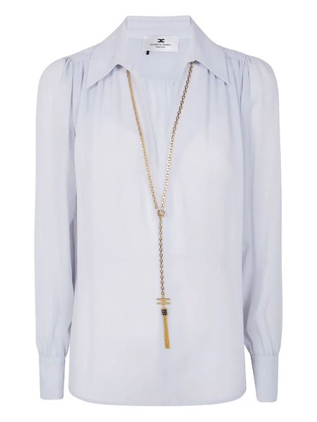  Elisabetta Franchi Chain-embellished Puff-sleeves Blouse - Blue 