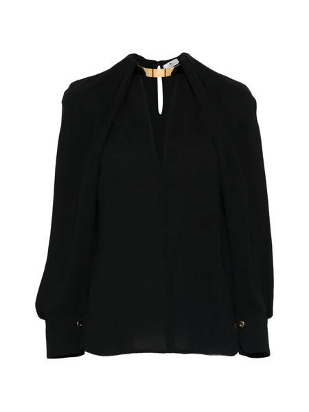  Elisabetta Franchi Choker V-neck Blouse - Black 