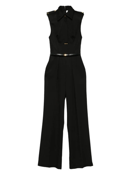  Elisabetta Franchi Collared Belted Jumpsuit - Black 